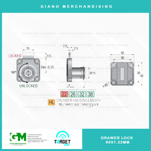 Target Drawer Lock 9001 (22mm)