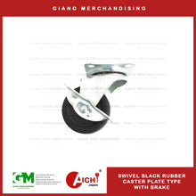 Load image into Gallery viewer, Black Rubber Caster Plate Type with Brake
