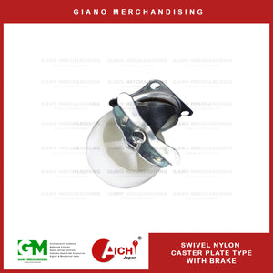 Nylon Caster Plate Type with Brake