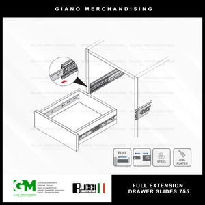 BUCCI Full Extension Drawer Slides 755 BK