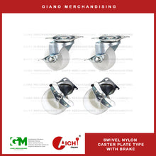 Load image into Gallery viewer, Nylon Caster Plate Type with Brake
