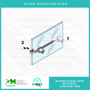 Target Sliding Glass Lock 9013 with 5" Ratchet Bar