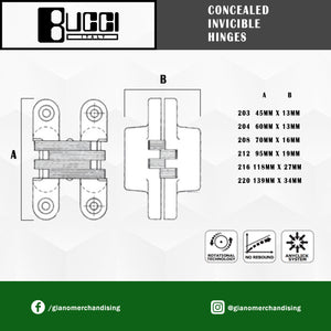 BUCCI Concealed Invicible Hinge for Cabinets Door