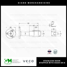 Load image into Gallery viewer, Veco Stainless Door Stopper with Hook DH 8
