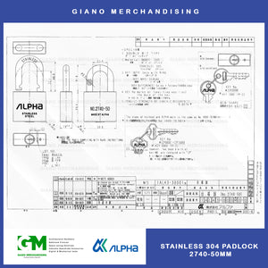 Alpha Stainless 304 Padlock 2740