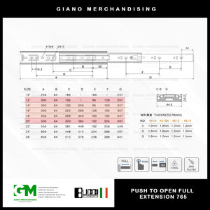 BUCCI Push to Open Full Extension Slides 765 BK