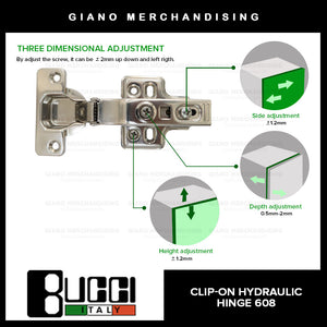 BUCCI Clip-On Hydraulic Concealed Hinge 608(2pcs/pack)