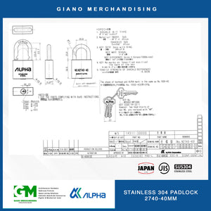 Alpha Stainless 304 Padlock 2740