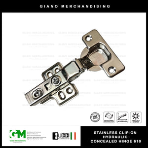 BUCCI Stainless 304 Clip-On Hydraulic Concealed Hinge 610 (1pc)