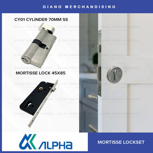 Alpha Lockset Only (Mortisse Lockcase + Cylinder + Escutcheon)