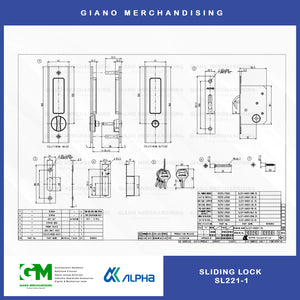 Alpha Sliding Door Lock SL221-1 Square